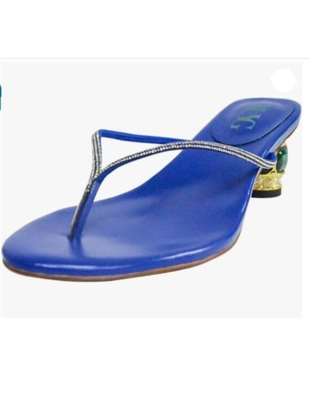 Blue Mid Heel Sandals Flip Flops Open Almond Toe Daily Wearing Slippers Shoes